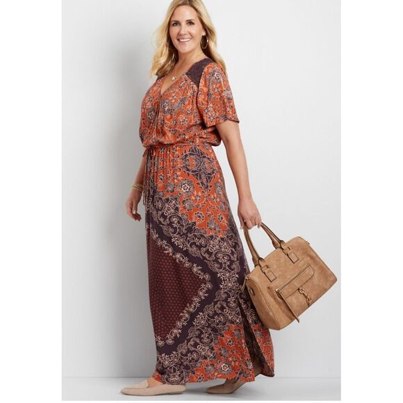 Maurices Medallion Maxi Dress 2x 1x‎ Floral - Picture 1 of 9